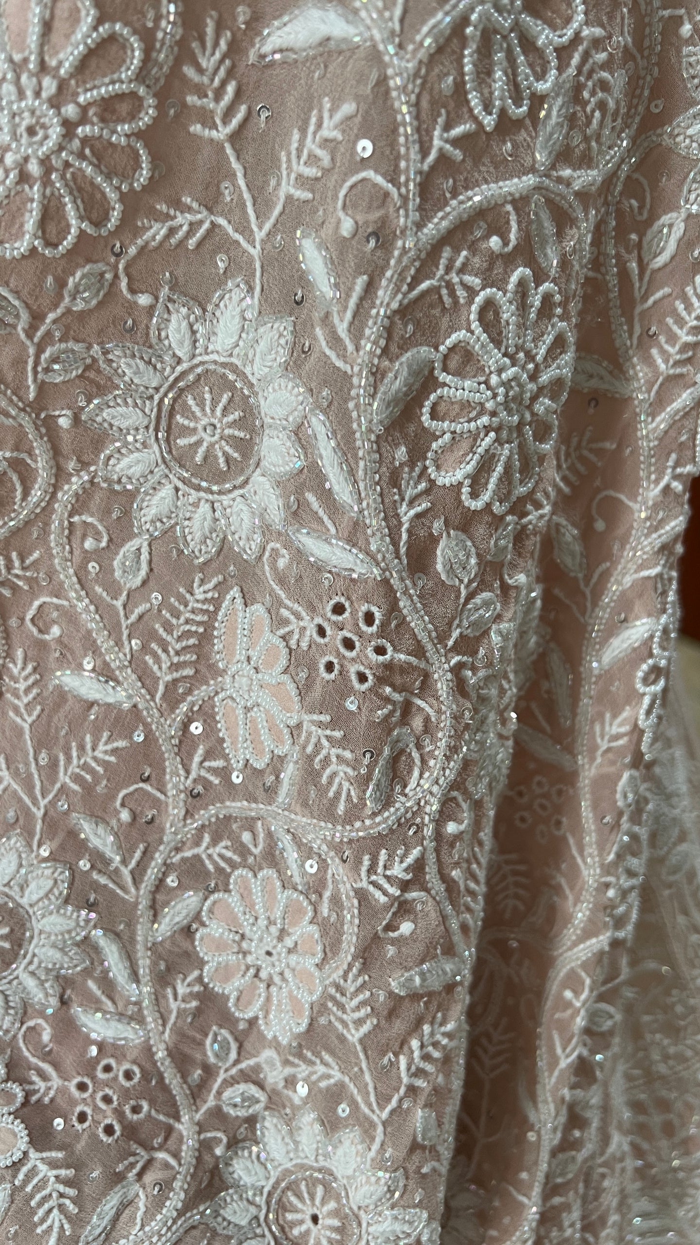 Suhaan Old Rose Pink 2 and 3 taar Chikankari Masterpiece Saree